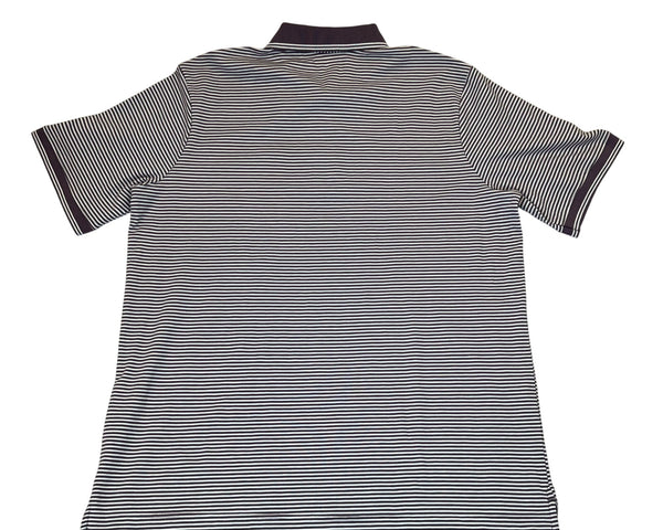 Lands End Mens Purple/White Striped Supima Polo Shirt Short Sleeve Sz 46-48