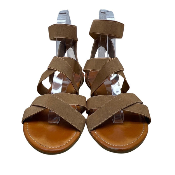 Trary Women’s Tan Elastic Straps Open Toe Design Gladiator Sandals Size 10.5