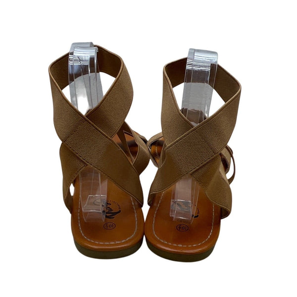 Trary Women’s Tan Elastic Straps Open Toe Design Gladiator Sandals Size 10.5