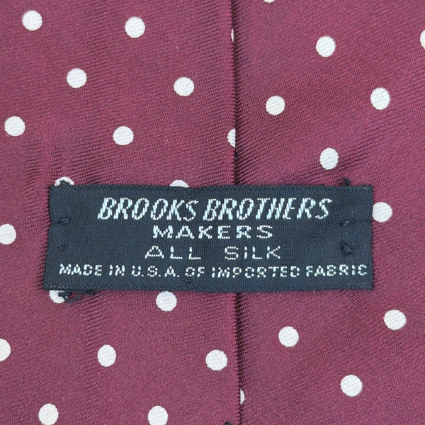 Vintage Brooks Brothers Burgundy Silk Polka Dot Tie Classic Slim Design