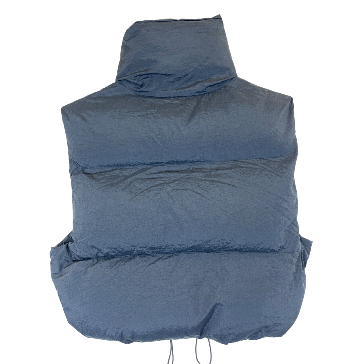 Fashion Unisex Black Polyester Puffer Vest Lightweight Sleeveless High Collar Size M