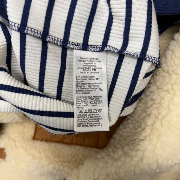 J.Crew Womens Navy/White Striped Ribbed Tank Top Gold Button Details Size S
