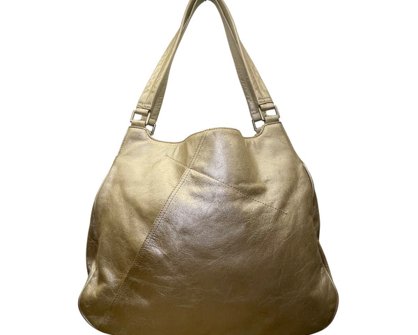 Indigo By Clarks Women’s Gold Leather Spacious Double Handle Hobo Totes Bag