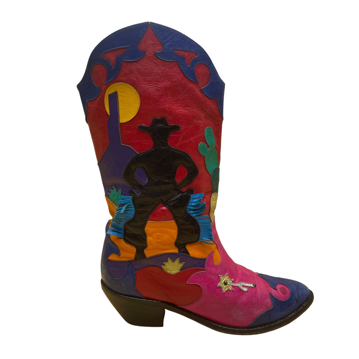 Zalo Women’s Multicolor Leather Western Cowboy Embroidered Desert Boots Size 7M