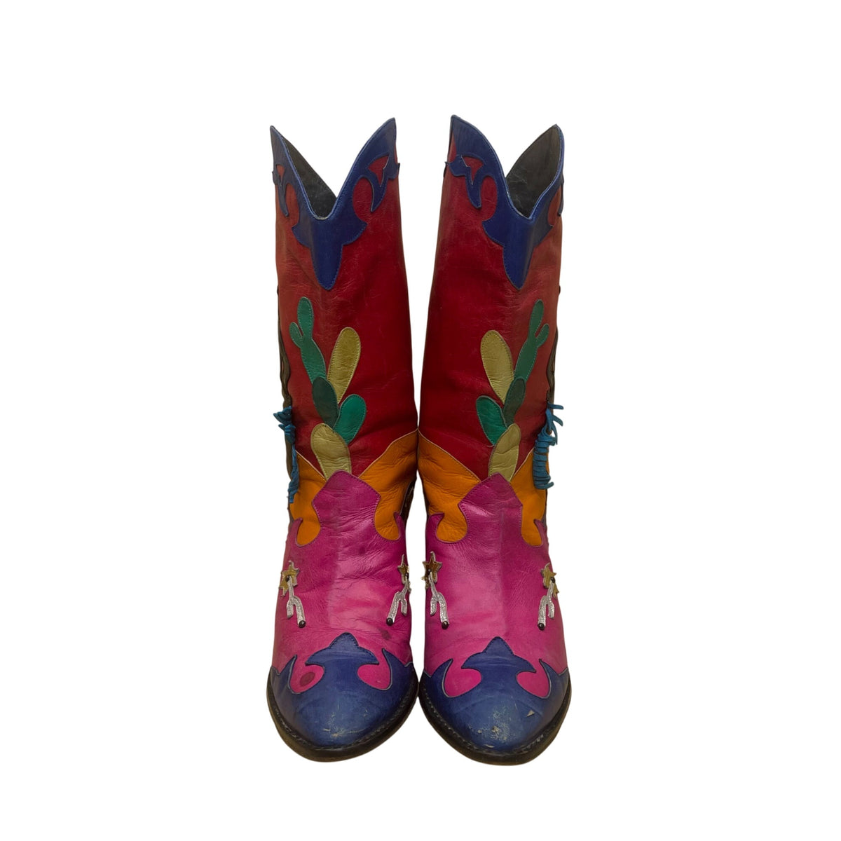 Zalo Women’s Multicolor Leather Western Cowboy Embroidered Desert Boots Size 7M