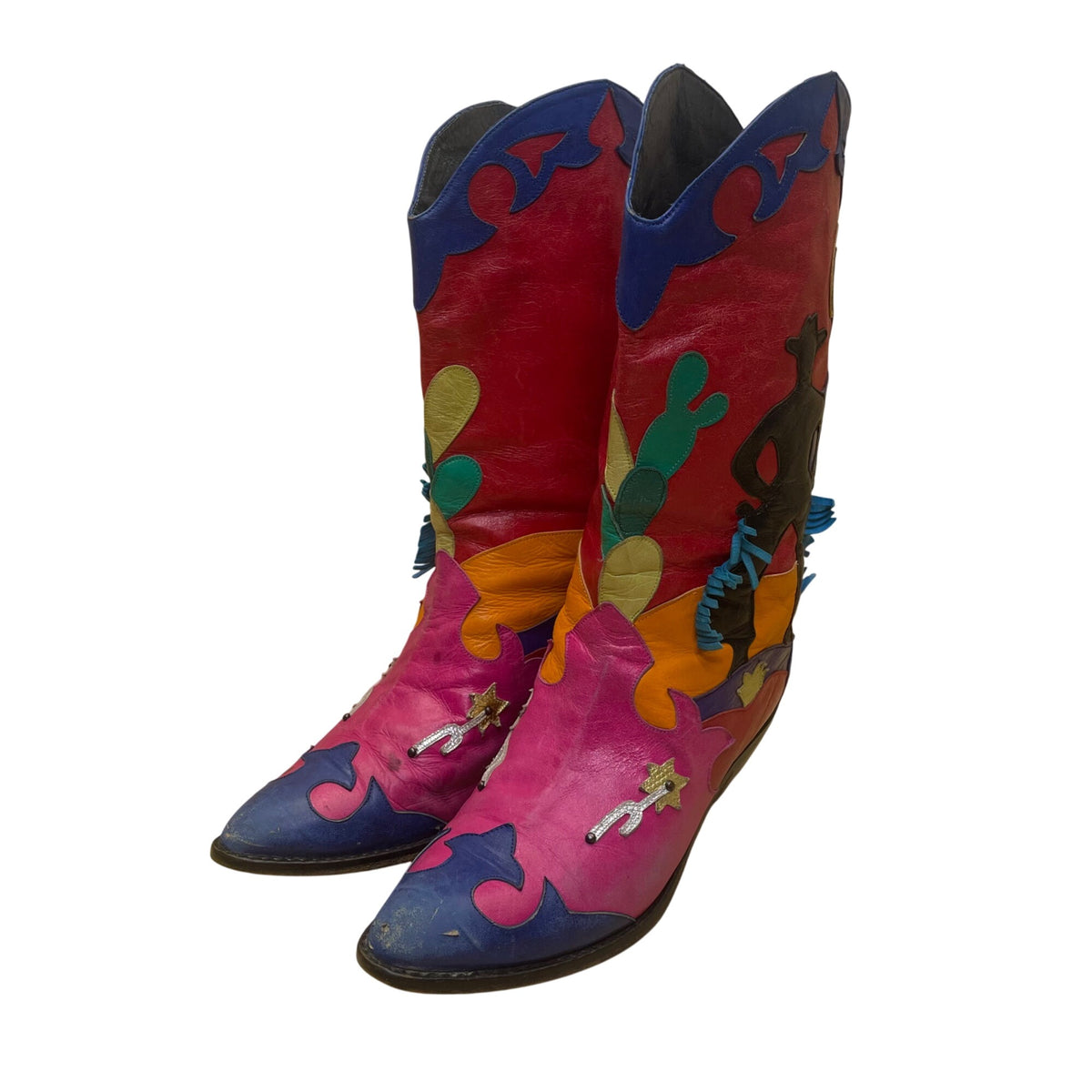 Zalo Women’s Multicolor Leather Western Cowboy Embroidered Desert Boots Size 7M