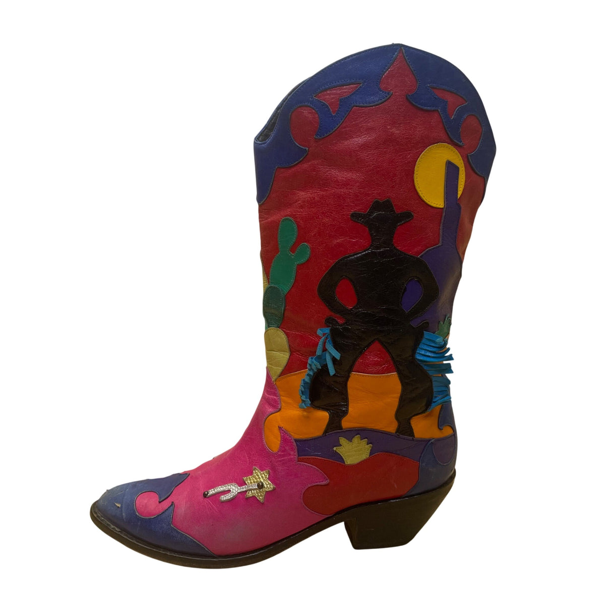 Zalo Women’s Multicolor Leather Western Cowboy Embroidered Desert Boots Size 7M