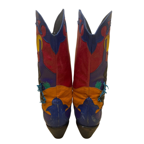 Zalo Women’s Multicolor Leather Western Cowboy Embroidered Desert Boots Size 7M