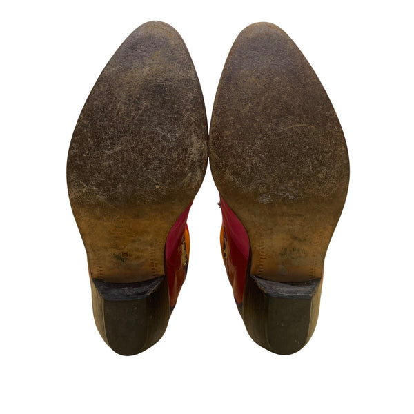 Zalo Women’s Multicolor Leather Western Cowboy Embroidered Desert Boots Size 7M