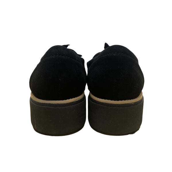 Clarks Womens Black Suede Slip-On Loafers  Bow Accent Size 8.5 W
