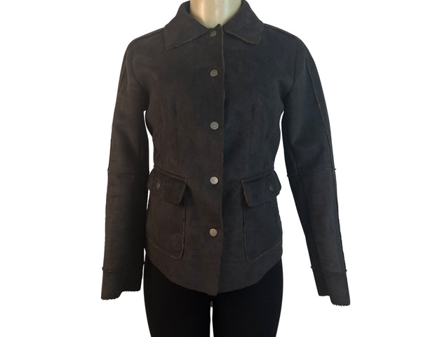Cabi Women's Dark Gray Snap Button Faux Suede Jacket Size XS