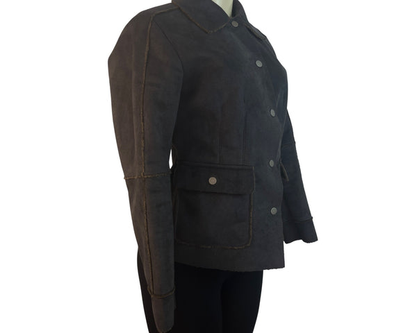 Cabi Women's Dark Gray Snap Button Faux Suede Jacket Size XS