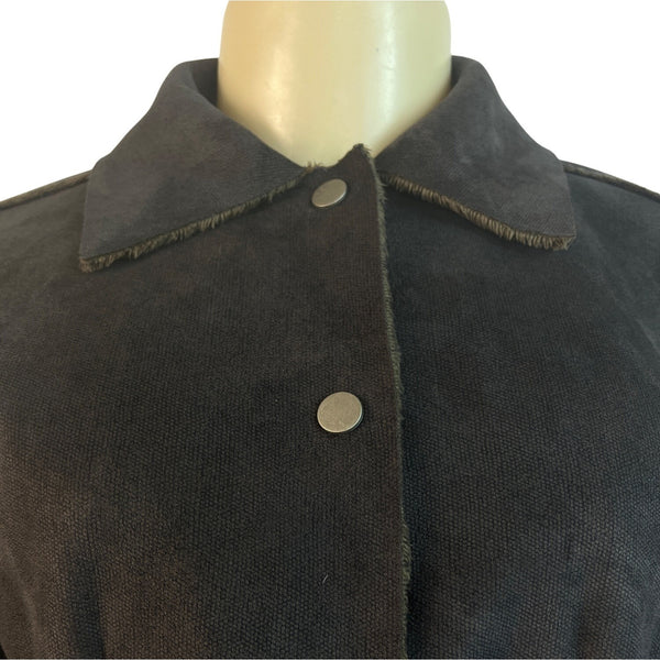 Cabi Women's Dark Gray Snap Button Faux Suede Jacket Size XS
