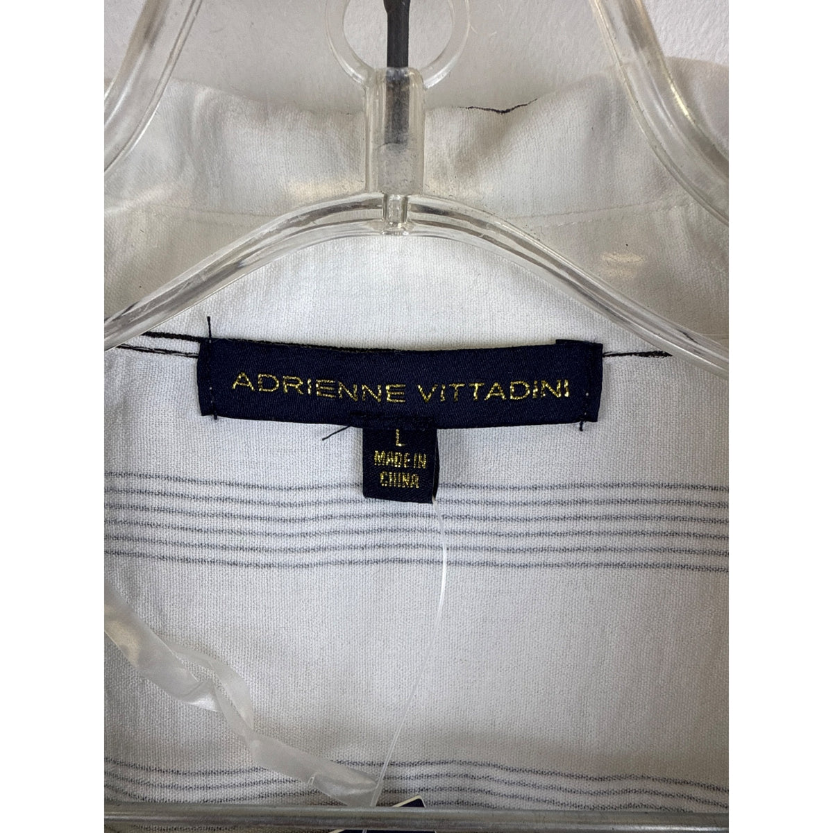 Adrienne Vittadini Womens White/Black Striped Button-Down Shirt & Elastic Waist Shorts Set L