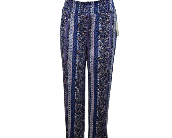 Pink Republic Womens Striped Boho Wide-Leg Pants Blue & Purple Size L - New