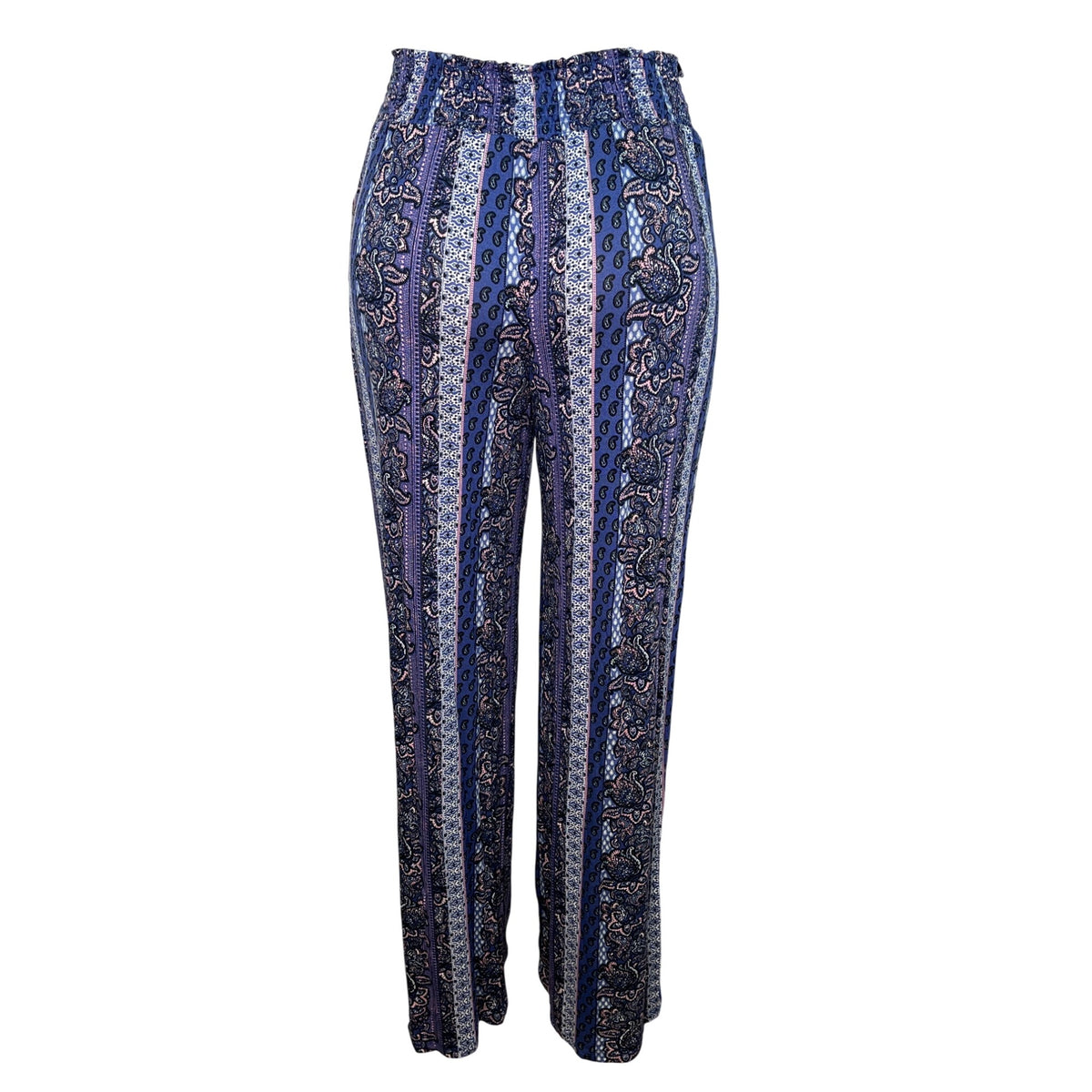 Pink Republic Womens Striped Boho Wide-Leg Pants Blue & Purple Size L - New