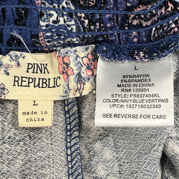 Pink Republic Womens Striped Boho Wide-Leg Pants Blue & Purple Size L - New