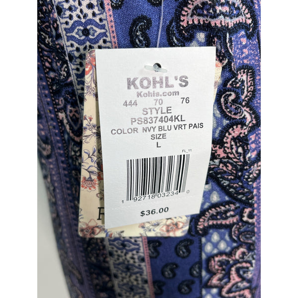Pink Republic Womens Striped Boho Wide-Leg Pants Blue & Purple Size L - New