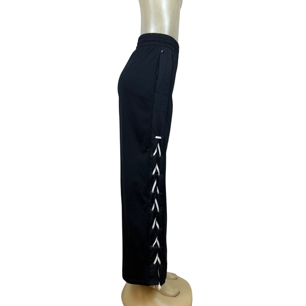 Adidas Womens Black Track Pants Parley Elastic Waist Wide Leg Sz XS
