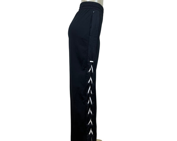 Adidas Womens Black Track Pants Parley Elastic Waist Wide Leg Sz XS