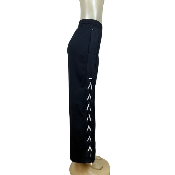 Adidas Womens Black Track Pants Parley Elastic Waist Wide Leg Sz XS