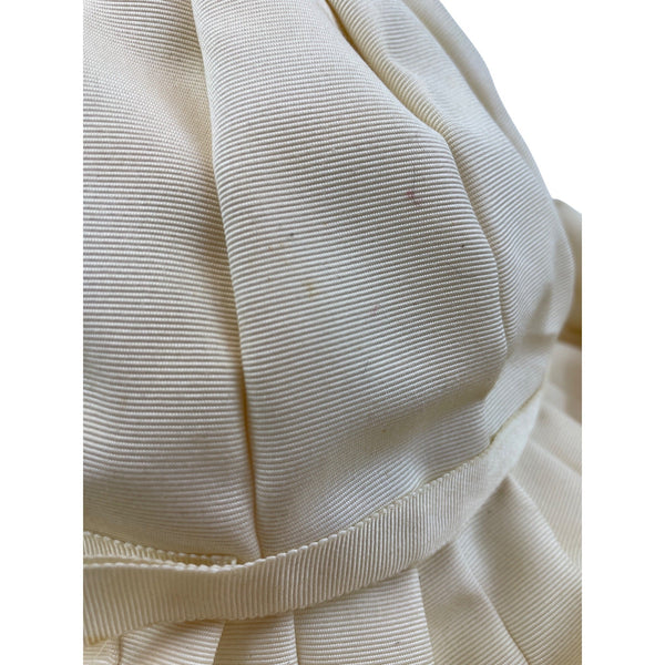 Vintage Woodleigh Woodward and Lothrop Ivory Pleated Hat With Wide Rolled Brim