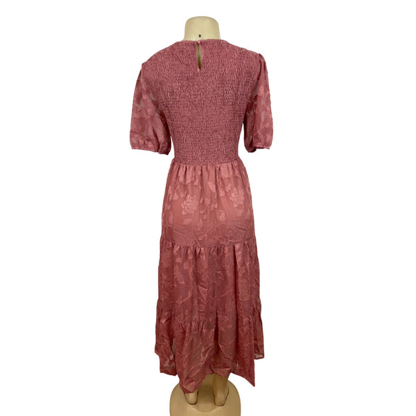 S.Deer Rose Womens Smocked A-Line Maxi Dress With Floral Pattern Sz 2XL - New