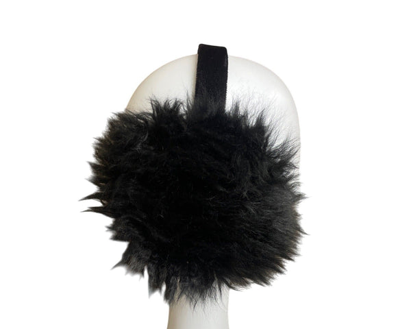 Fluffy Black Faux Fur Earmuffs For Cold Weather