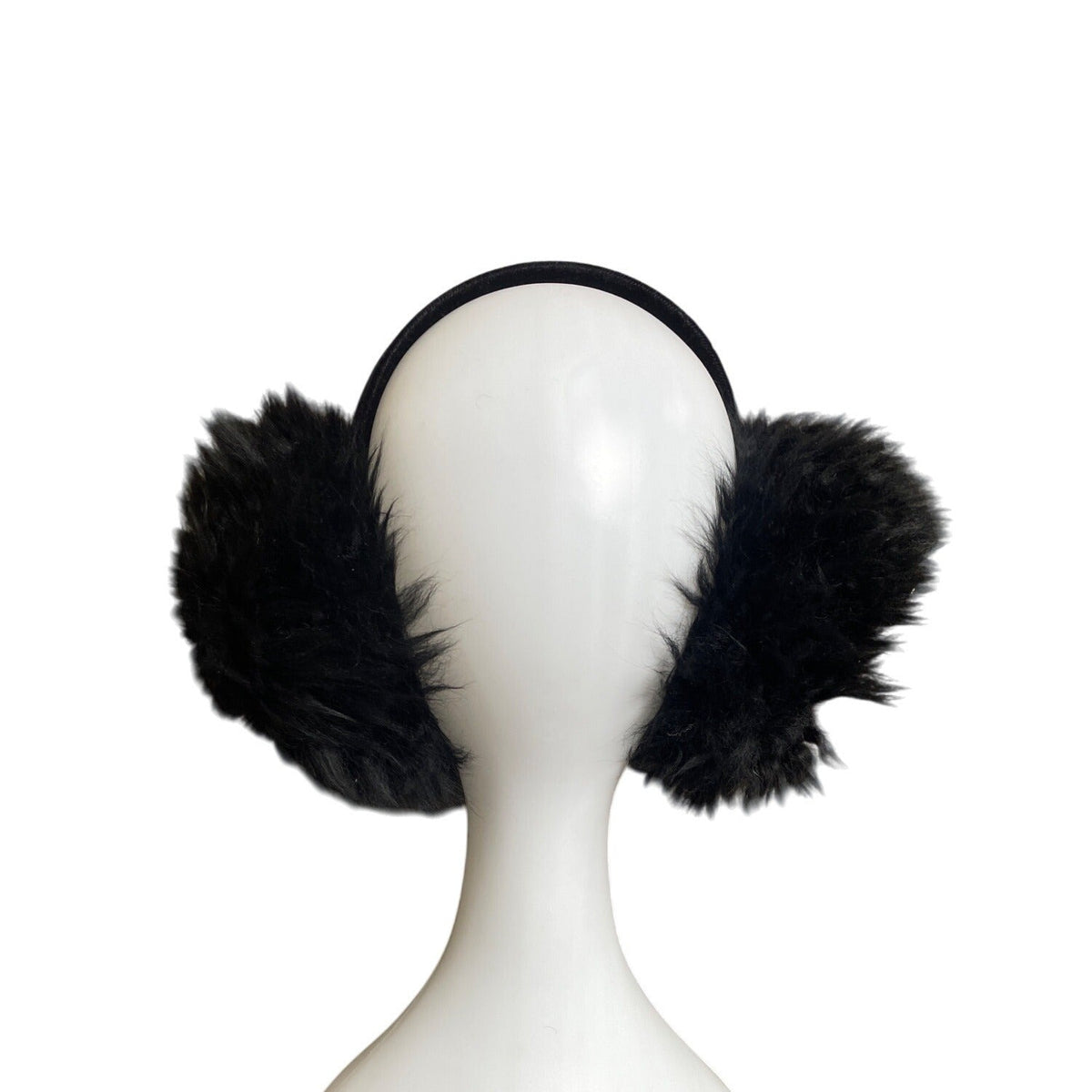 Fluffy Black Faux Fur Earmuffs For Cold Weather