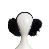 Fluffy Black Faux Fur Earmuffs For Cold Weather
