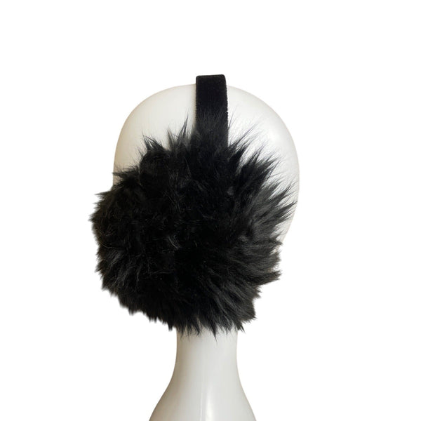 Fluffy Black Faux Fur Earmuffs For Cold Weather