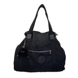 Kipling Womens Black Nylon With Zipper Closure & Monkey Keychain Tote Bag