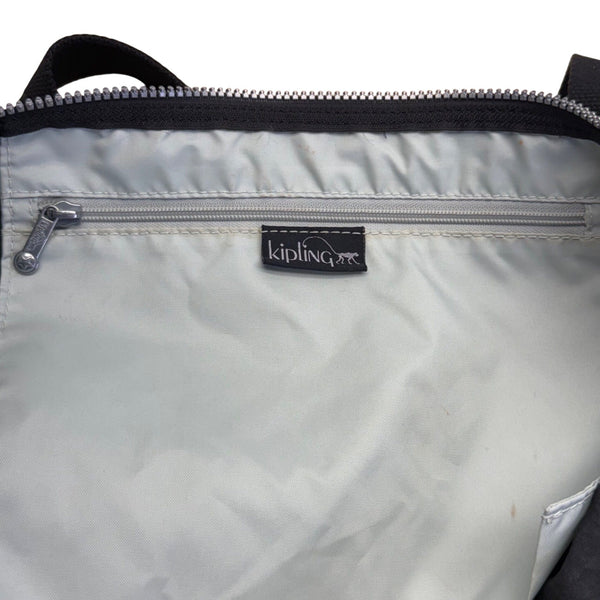 Kipling Womens Black Nylon With Zipper Closure & Monkey Keychain Tote Bag