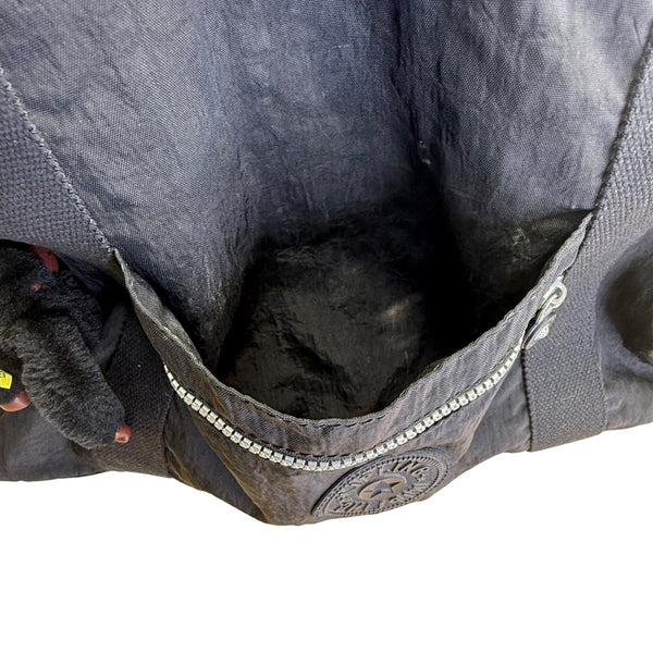 Kipling Womens Black Nylon With Zipper Closure & Monkey Keychain Tote Bag