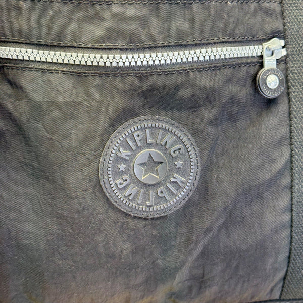 Kipling Womens Black Nylon With Zipper Closure & Monkey Keychain Tote Bag