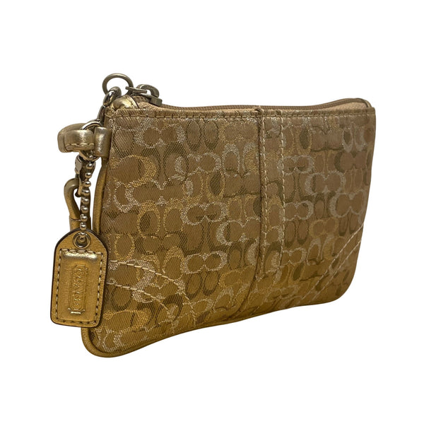 Coach Women’s Gold Jacquard Signature Wristlet Clutch Bag With Detachable Strap