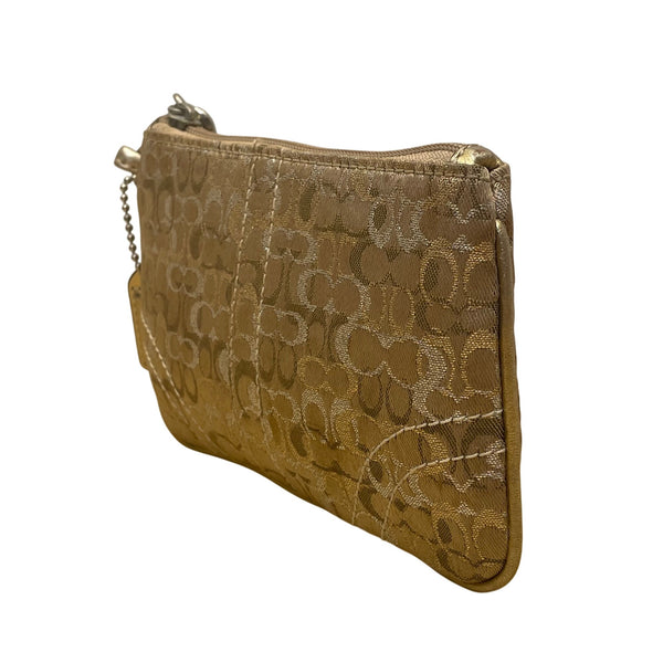 Coach Women’s Gold Jacquard Signature Wristlet Clutch Bag With Detachable Strap