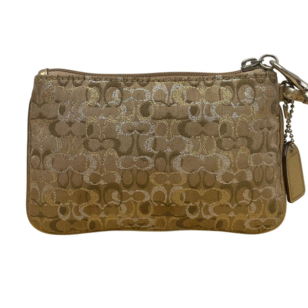 Coach Women’s Gold Jacquard Signature Wristlet Clutch Bag With Detachable Strap