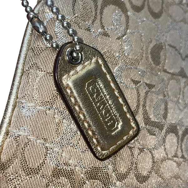 Coach Women’s Gold Jacquard Signature Wristlet Clutch Bag With Detachable Strap