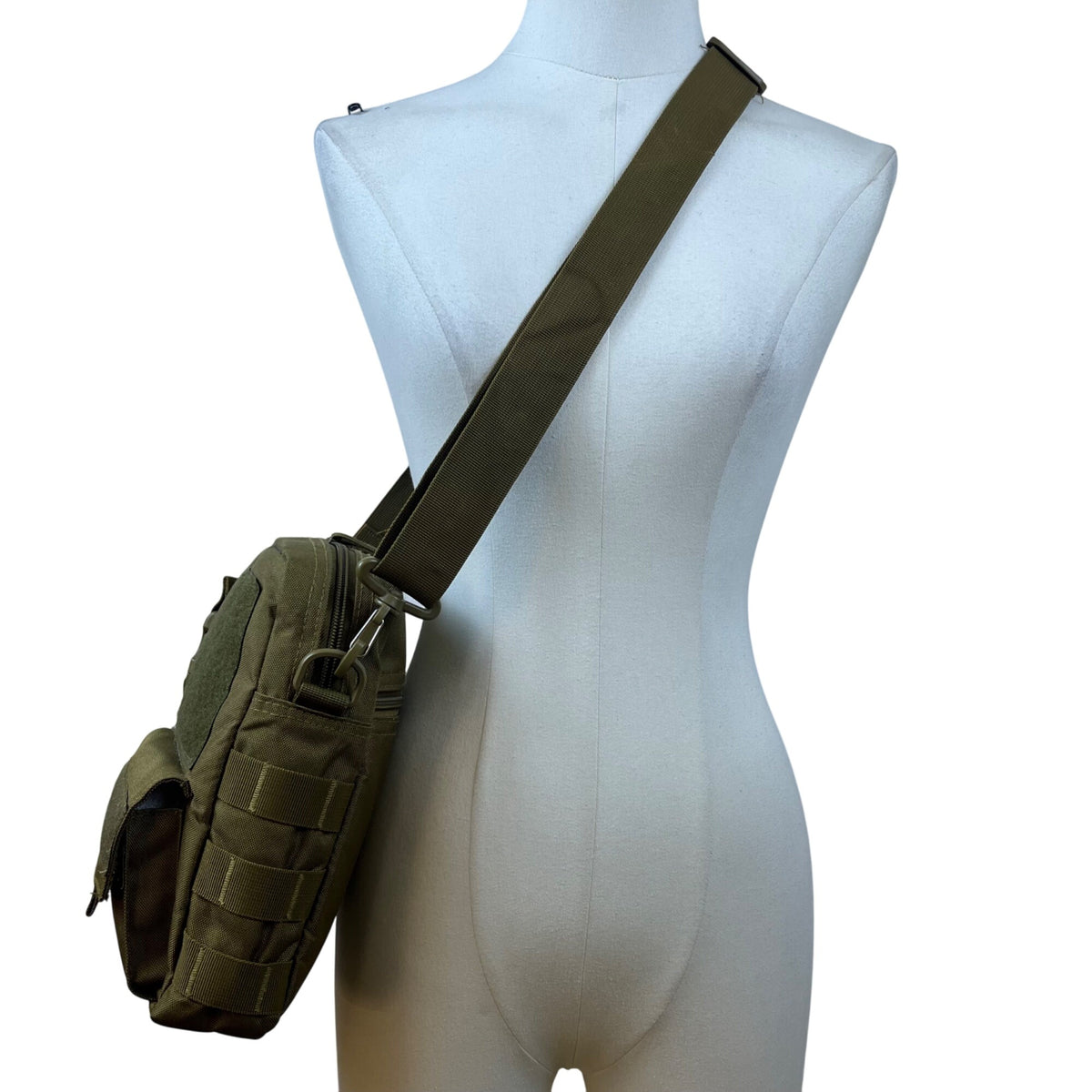 D5 Column Unisex Olive Green Nylon Tactical Adjustable Strap Crossbody Bag
