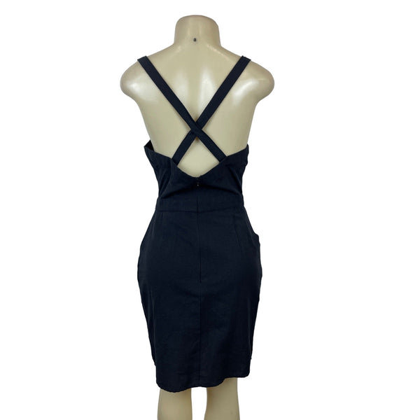 Justfab Women's Black Slip Sleveless Dress with Outer Pockets Sz S - New