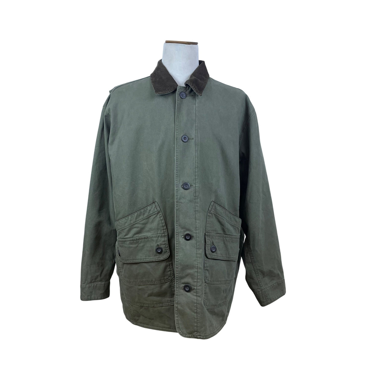 Orvis Men's Olive Green Quilted Field Jacket Corduroy Collar Size XXL