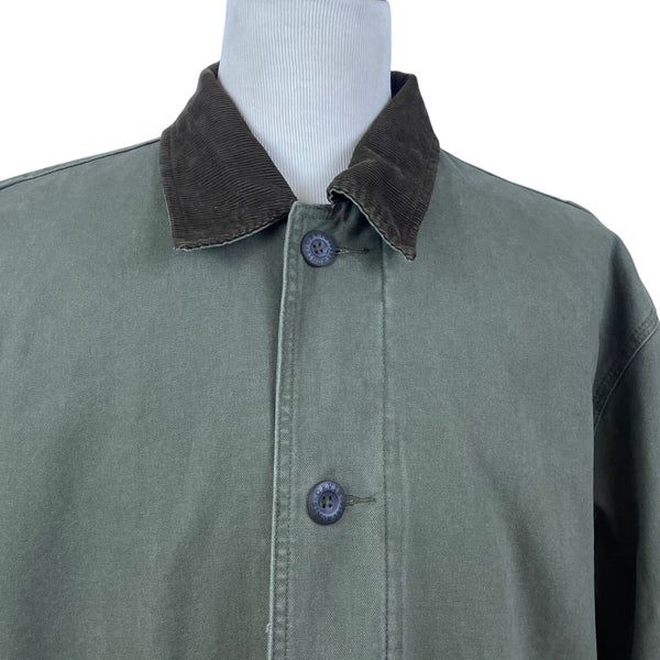 Orvis Men's Olive Green Quilted Field Jacket Corduroy Collar Size XXL