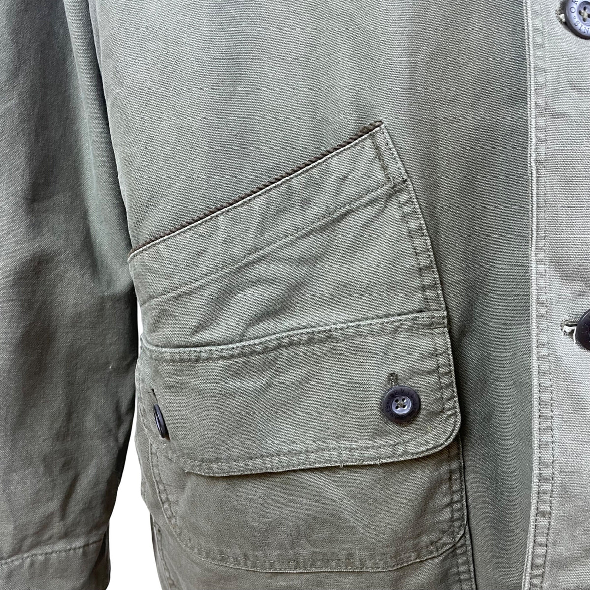 Orvis Men's Olive Green Quilted Field Jacket Corduroy Collar Size XXL