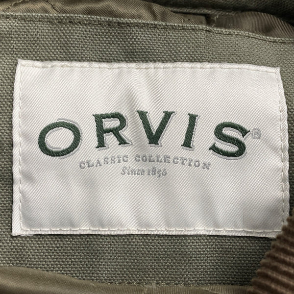 Orvis Men's Olive Green Quilted Field Jacket Corduroy Collar Size XXL