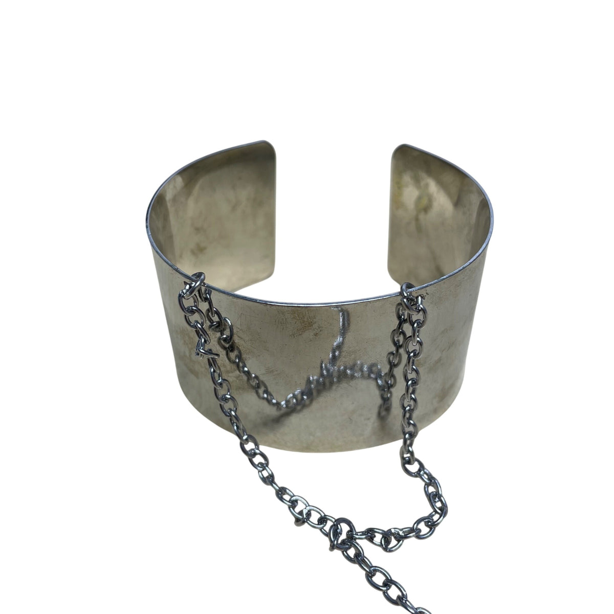 Silver-Tone Adjustable Womens Cuff Bracelet Hand Chain Ring Combo Minimalistic Design