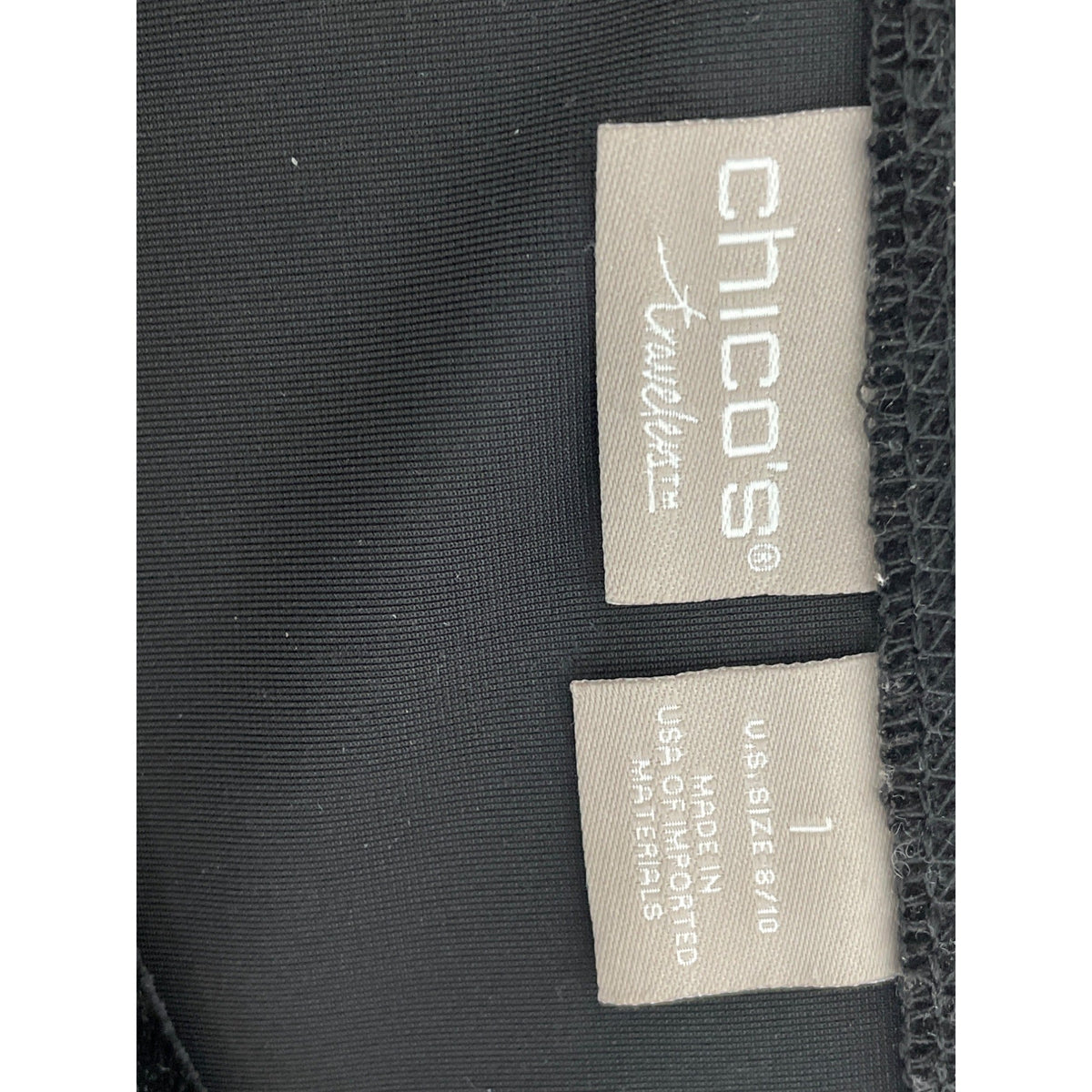 Chicos Travelers Black Velvet Beaded Long Sleeve Top Size 1 (8/10)