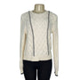 La Ligne Womens Ivory Cable Knit Sweater Crewneck Ribbed Hem Black Trim Sz XS