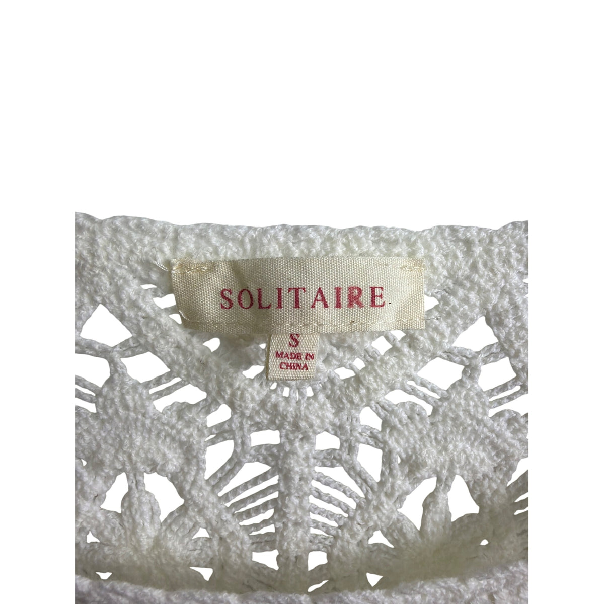 Solitaire Women’s Ivory Crochet Cotton Blouse Small Scalloped Hem Boho Style Solitaire Women’s Ivory Crochet Cotton Blouse Small Scalloped Hem Boho Style