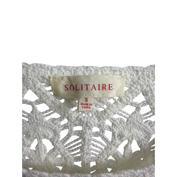 Solitaire Women’s Ivory Crochet Cotton Blouse Small Scalloped Hem Boho Style Solitaire Women’s Ivory Crochet Cotton Blouse Small Scalloped Hem Boho Style